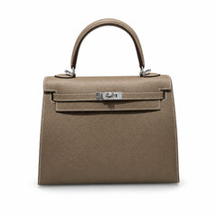 Hermès Kelly Sellier 25 Etoupe Epsom Calf Leather Palladium Hardware