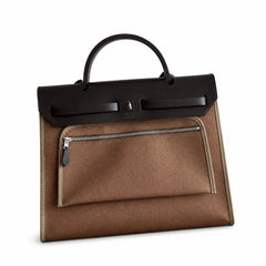 Hermès Herbag 31 Brown Suede & Black Calf Leather Palladium Hardware