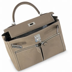 Hermès Kelly Lakis 32 Etoupe Swift Calf Leather Palladium Hardware