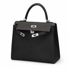 Hermès Kelly Sellier 25 Noir Epsom Calf Leather Palladium Hardware