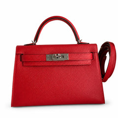 Hermès Kelly Sellier 19 Rouge Casaque Epsom Palladium Hardware