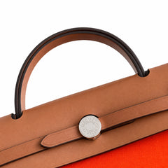 Hermès Herbag Zip 31 Potiron Suede / Fauve Vache Hunter Leather Palladium Hardware