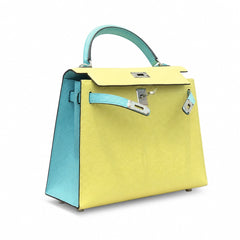 Hermès Kelly II 28cm Soufre × Blue Atoll Color Matching Epsom Calf Leather Palladium Hardware