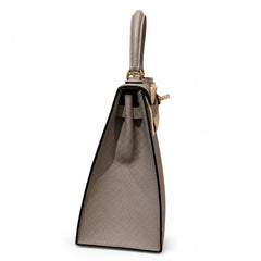 Hermès Kelly Sellier 25 Gris Asphalte Epsom Calf Leather Gold Hardware