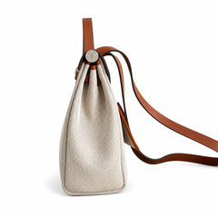 Hermès Herbag Zip 31 Écru Plain Toile H / Fauve Vache Hunter Leather Palladium Hardware