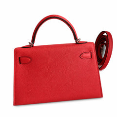 Hermès Kelly Sellier 19 Rouge Casaque Epsom Palladium Hardware