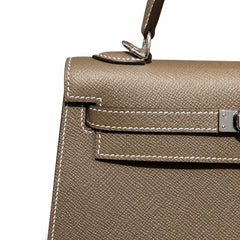 Hermès Kelly Sellier 25 Etoupe Epsom Calf Leather Palladium Hardware