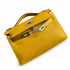 Hermès Kelly Pochette 22 9D Amber Yellow Swift Palladium Hardware