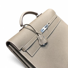 Hermès Kelly Briefcase 38cm Etoupe Epsom Calf Leather Palladium Hardware