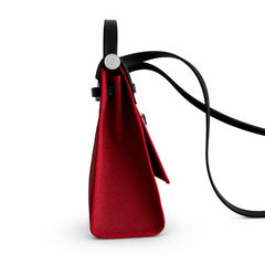 Hermès Herbag Zip 31 Berline Rouge Casaque Toile H / Noir Vache Calf Leather Palladium Hardware