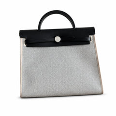 Hermès Herbag Zip 31 Berline Ecru Toile Quadrille / Noir Vache Calf Leather Palladium Hardware
