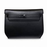 Hermès Kelly Dépêches 25 Noir Box Calf Leather Matte Black Metal Hardware