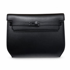 Hermès Kelly Dépêches 25 Noir Box Calf Leather Matte Black Metal Hardware