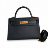Hermès Mini Kelly II 19cm Noir Epsom Calf Leather Gold Hardware