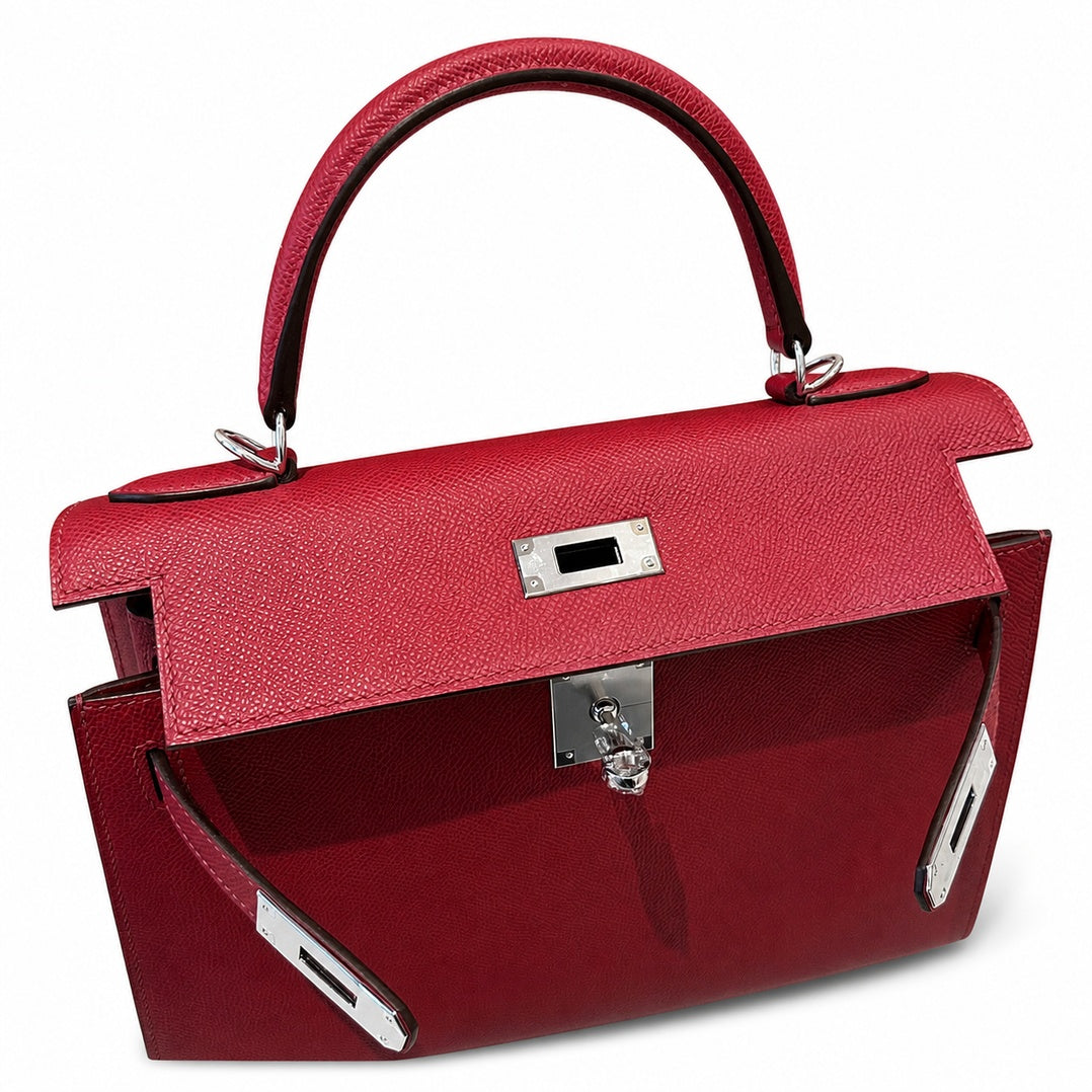Hermès Kelly Sellier 28 Rouge Grenat Epsom Calf Leather Palladium Hardware