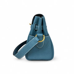Kelly Messenger PM 27 Veau Togo, Bleu Jean, Gold Hardware