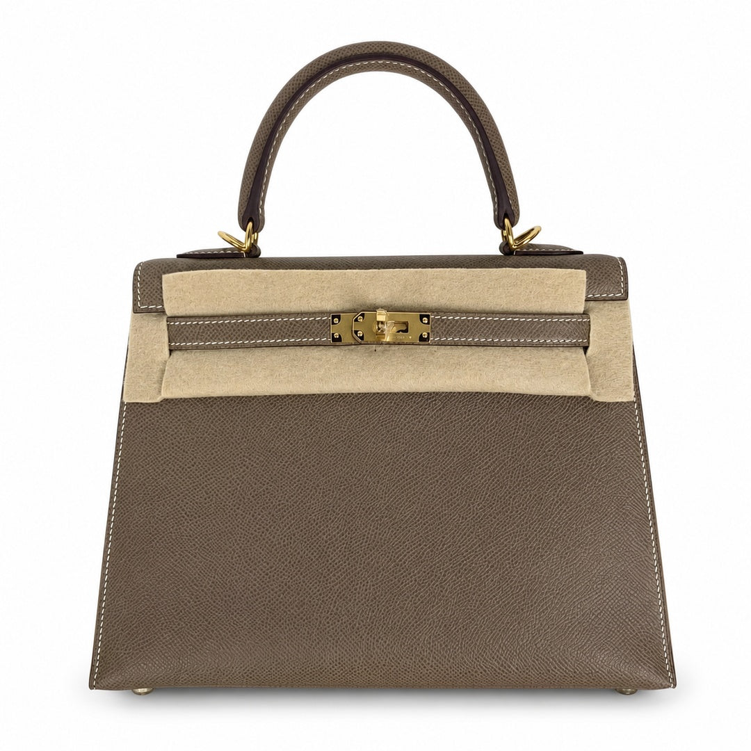 Hermès Kelly II 25cm Etoupe Epsom Calf Leather Gold Hardware