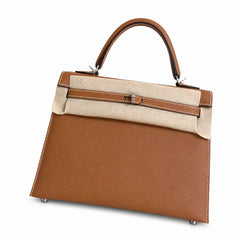Hermès Kelly Sellier 25 Alezan Epsom Calf Leather Palladium Hardware