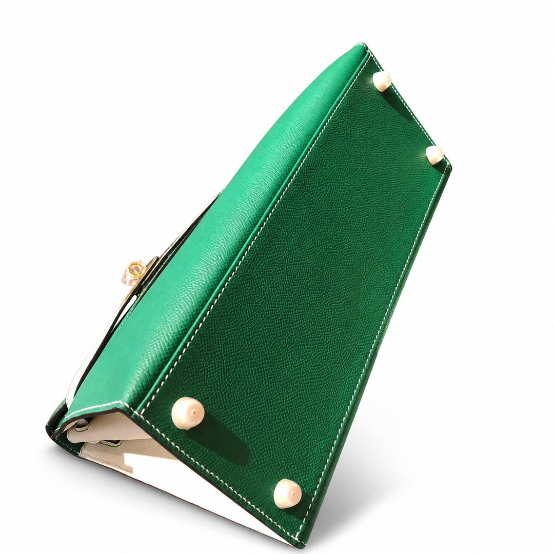 Hermès Kelly II 28cm Vert Vertigo × Craie Color Matching Epsom Calf Leather Gold Hardware
