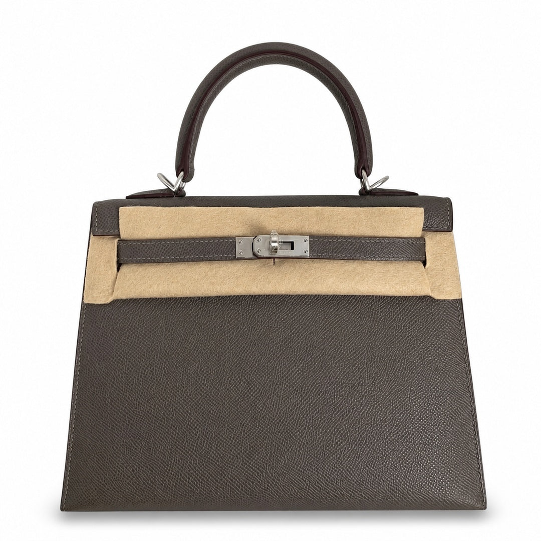 Hermès Kelly Sellier 25cm Pewter Epsom Calf Leather Palladium Hardware