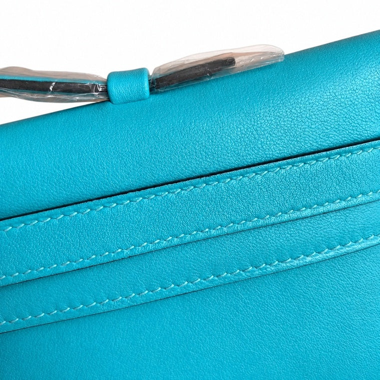 Hermès Kelly Cut 31 Turquoise Swift Palladium Hardware