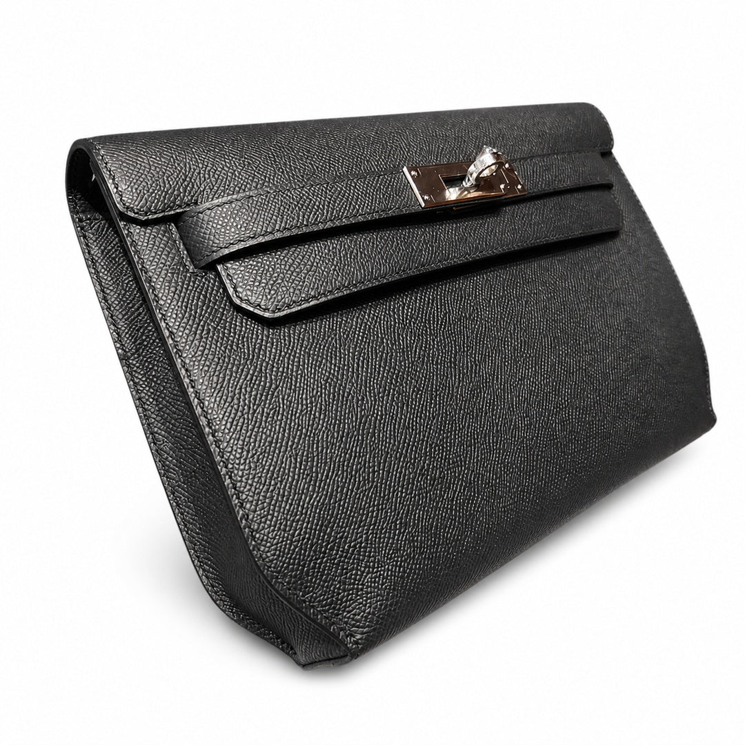 Hermès Kelly Dépêches Clutch 25cm Noir Epsom Calf Leather Palladium Hardware