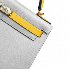 Hermès Kelly II 28cm Bleu Pale × Jaune Ambre Color Matching Epsom Calf Leather Gold Hardware