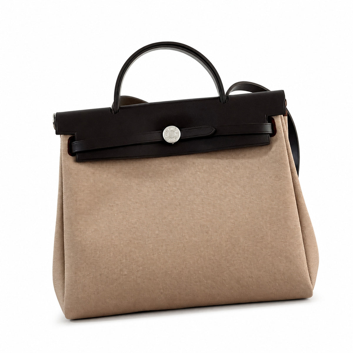 Hermès Herbag Zip 31 Beige Sable Toile H / Noir Vache Hunter Leather Palladium Hardware