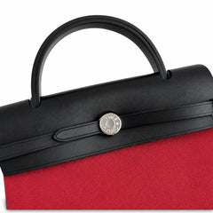 Hermès Herbag Zip 31 Berline Rouge Casaque Toile H / Noir Vache Calf Leather Palladium Hardware