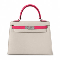 Hermès Kelly II 25cm Milkshake × Rouge Vif Color Matching Epsom Calf Leather Palladium Hardware