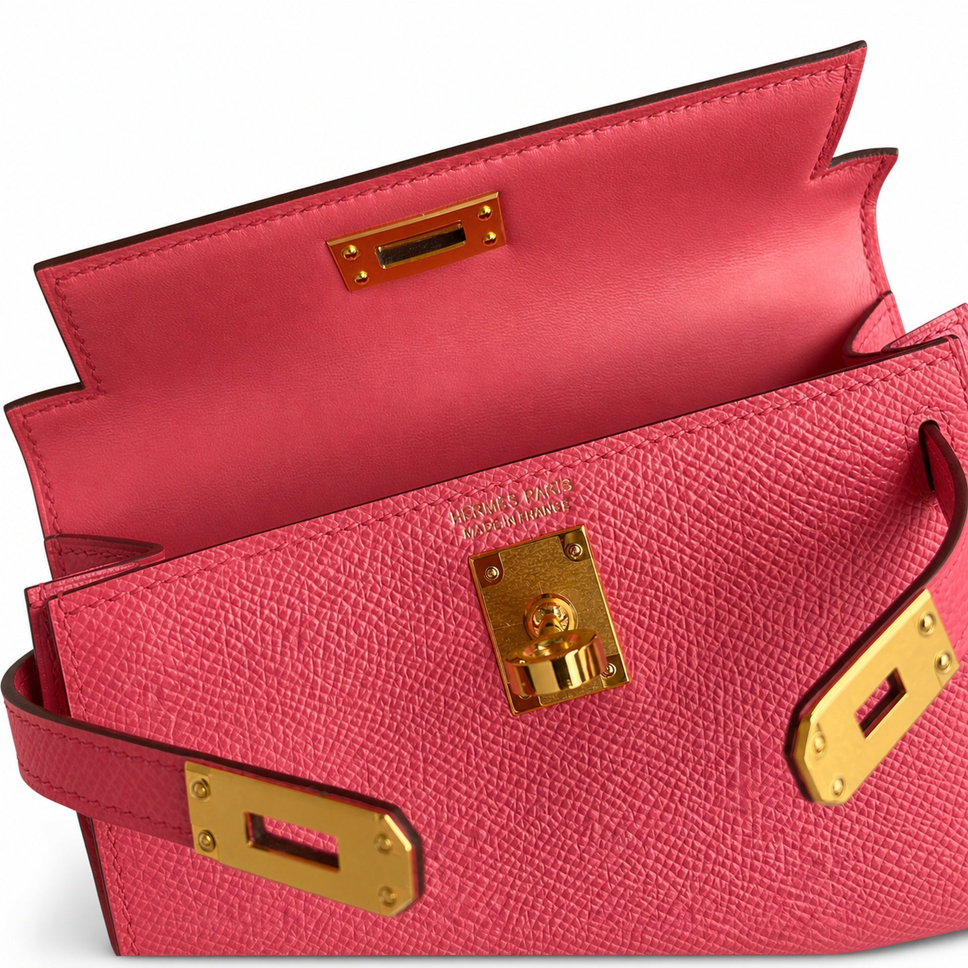 Hermès Kelly Sellier 19 Rose Confetti Epsom Calf Leather Gold Hardware