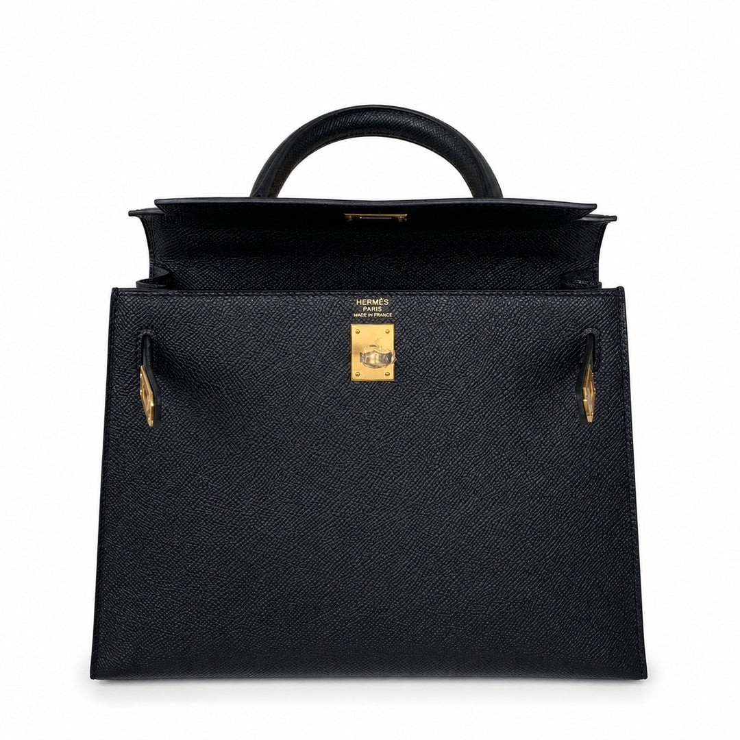 Hermès Kelly Sellier 25cm Noir Epsom Calf Leather Gold Hardware