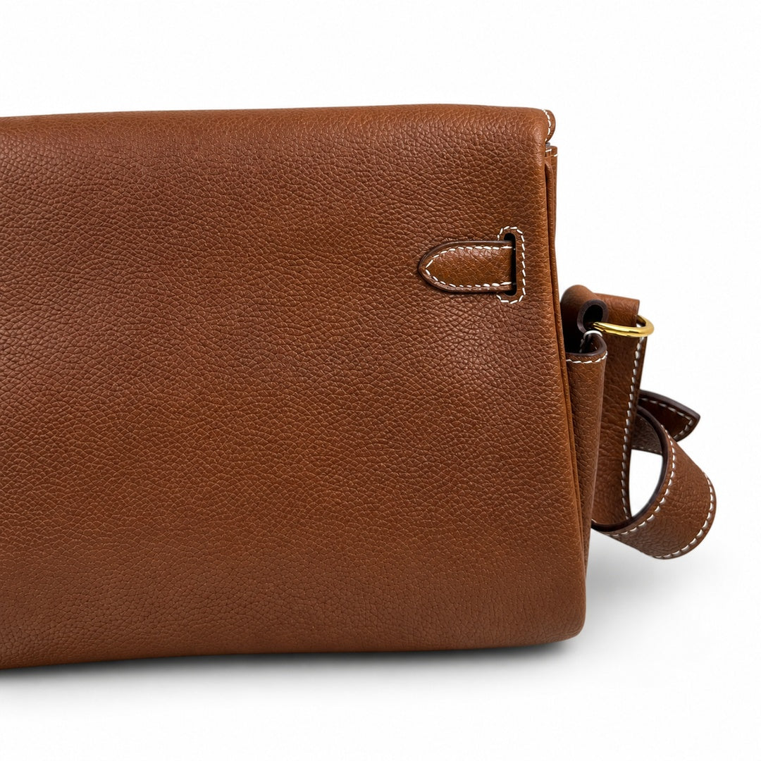 Kelly Messenger PM 27 Veau Togo, Cognac, Gold Hardware