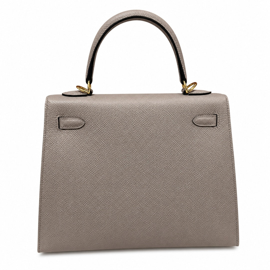 Hermès Kelly Sellier 25 Gris Asphalte Epsom Calf Leather Gold Hardware