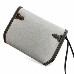 Hermès Kelly Dépêches 25 Ecru Toile Militaire / Etoupe Swift Calf Leather Palladium Hardware