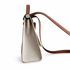 Hermès Herbag 31 Natural Canvas & Caramel Calf Leather Palladium Hardware