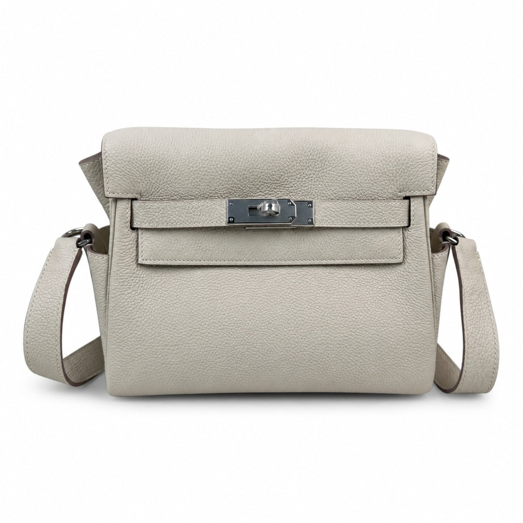 Kelly Messenger PM 27 Veau Togo, Crème Milkshake, Palladium Hardware