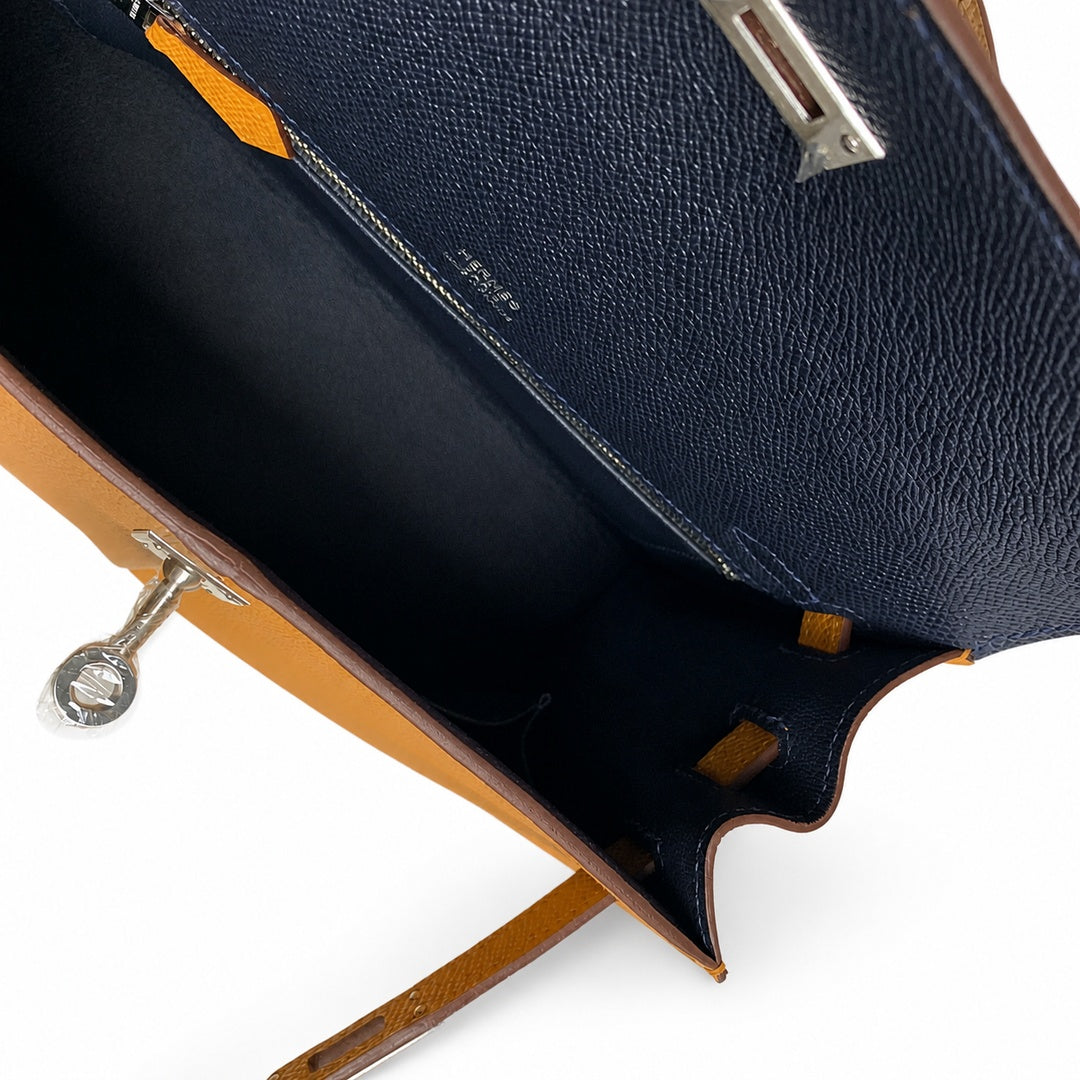 Hermès Kelly Sellier 25cm Sesame & Etoupe Epsom Calf Leather Palladium Hardware