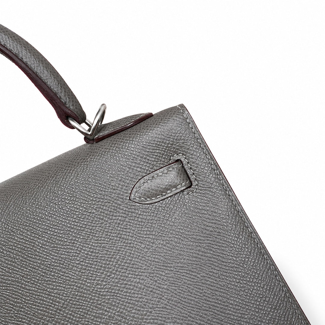 Hermès Kelly Sellier 25cm Pewter Epsom Calf Leather Palladium Hardware
