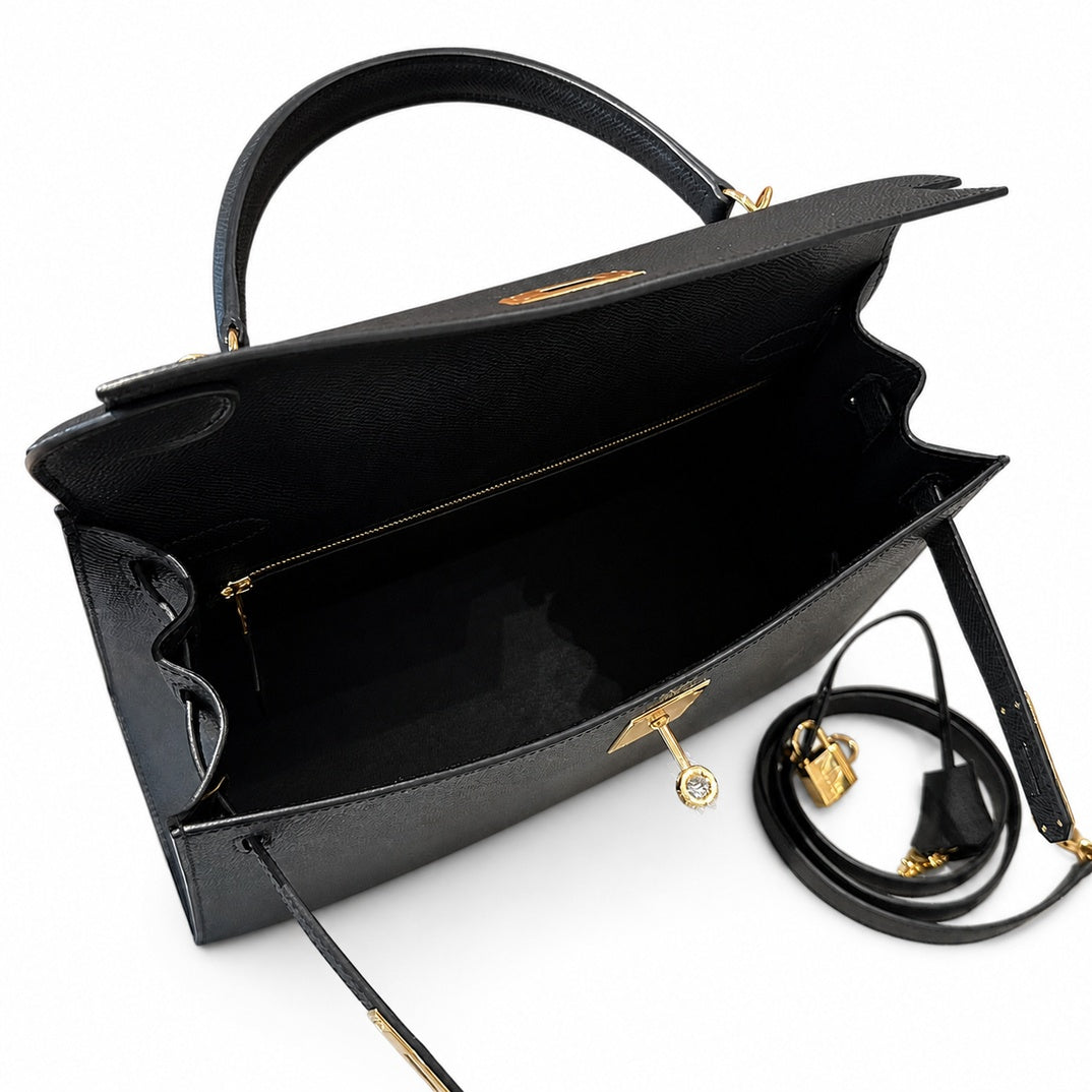 Hermès Kelly Sellier 32cm Noir Epsom Calf Leather Gold Hardware