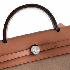 Hermès Herbag Zip 31 Brun Plain Toile H / Fauve Vache Hunter Leather Palladium Hardware