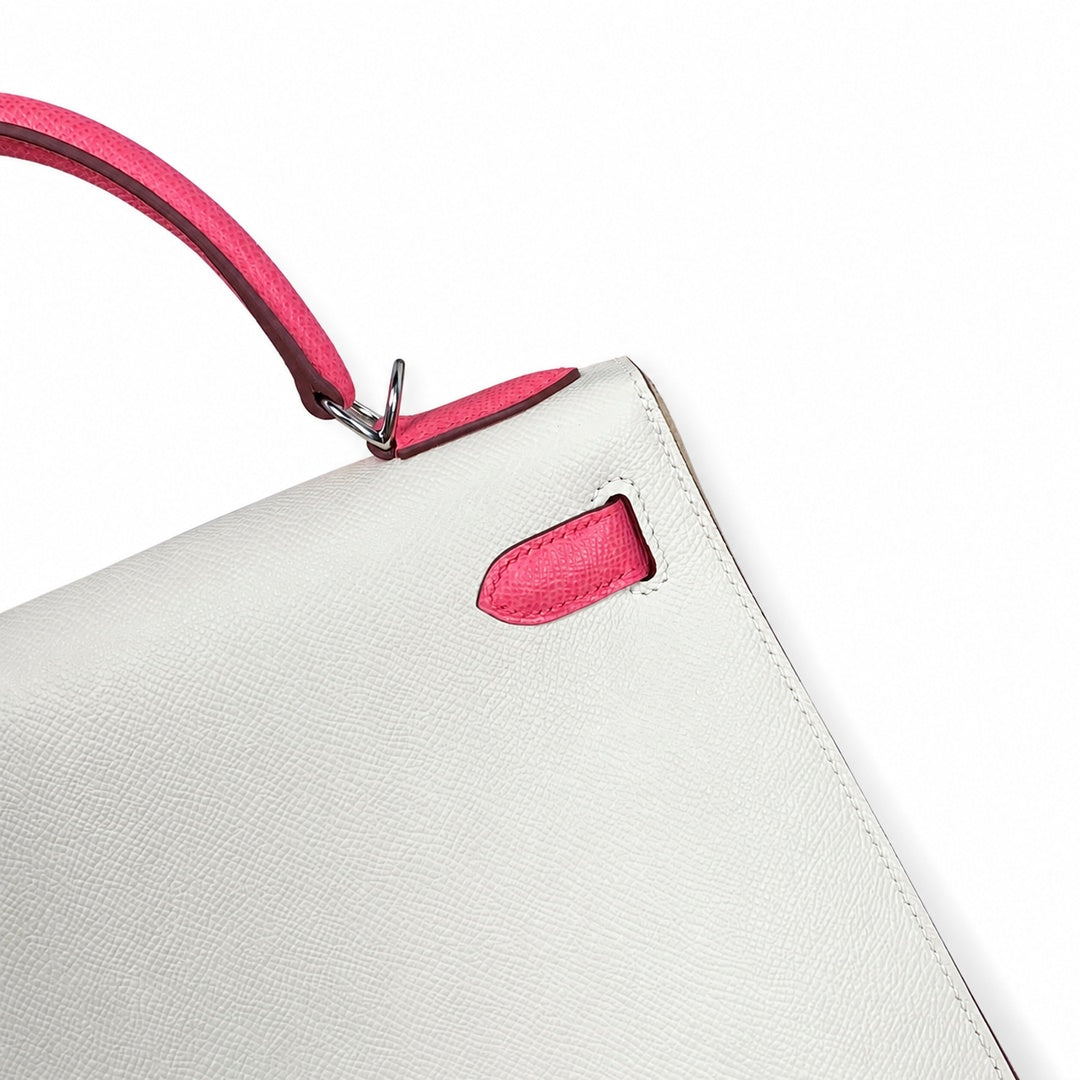 Hermès Kelly II 25cm Milkshake × Rouge Vif Color Matching Epsom Calf Leather Palladium Hardware