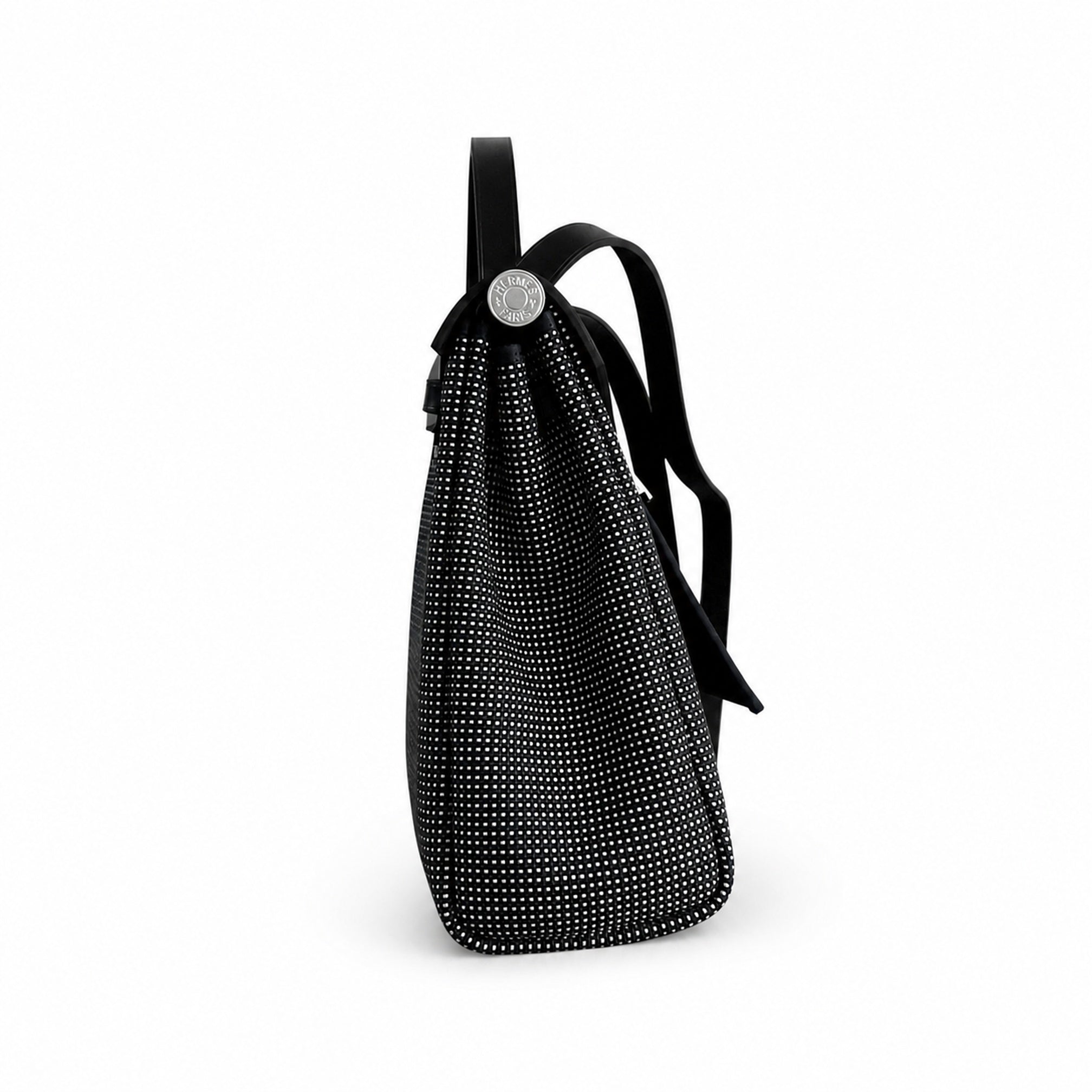 Hermès Herbag Zip 31 Noir Mini Grid Toile H / Noir Vache Hunter Leather Palladium Hardware