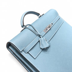 Hermès Kelly Briefcase 38cm Bleu Jean Epsom Calf Leather Palladium Hardware