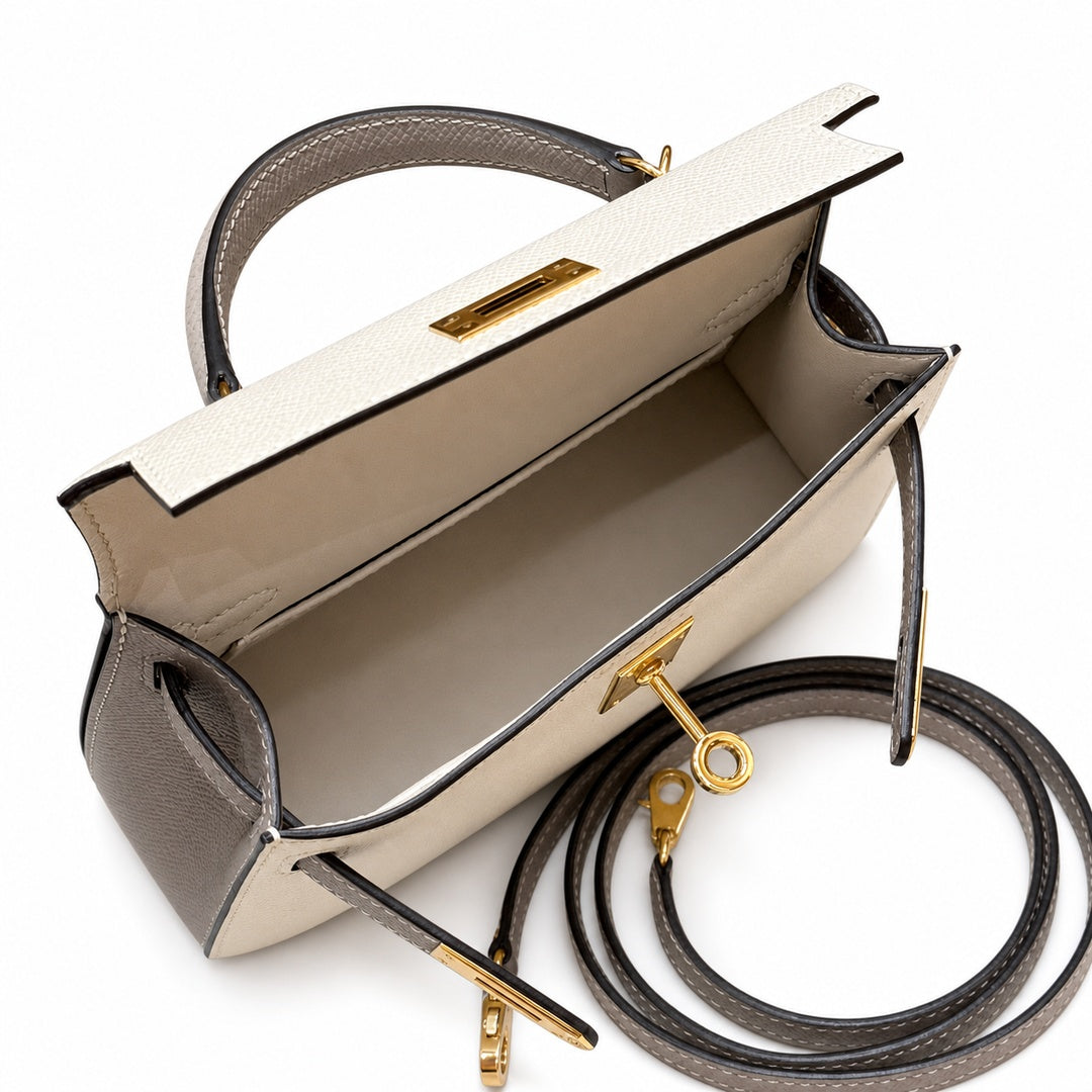 Hermès Mini Kelly II 20 Craie Epsom Calf Leather Gold Hardware