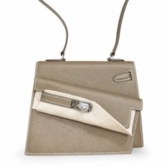Hermès Kelly Desordre Sellier 20cm Etoupe Epsom Calf Leather Palladium Hardware