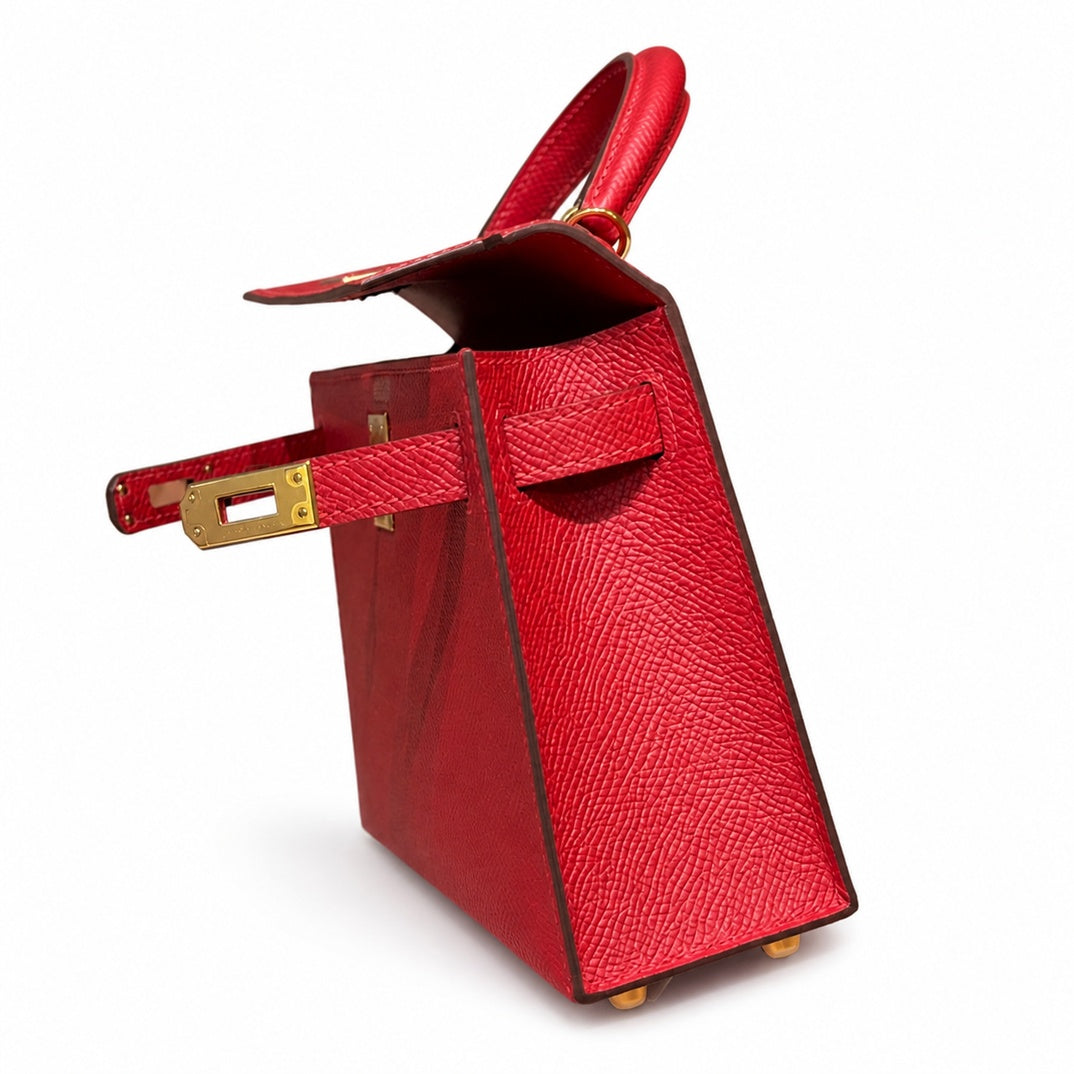 Hermès Mini Kelly II 20 Rouge Casaque Epsom Calf Leather Gold Hardware