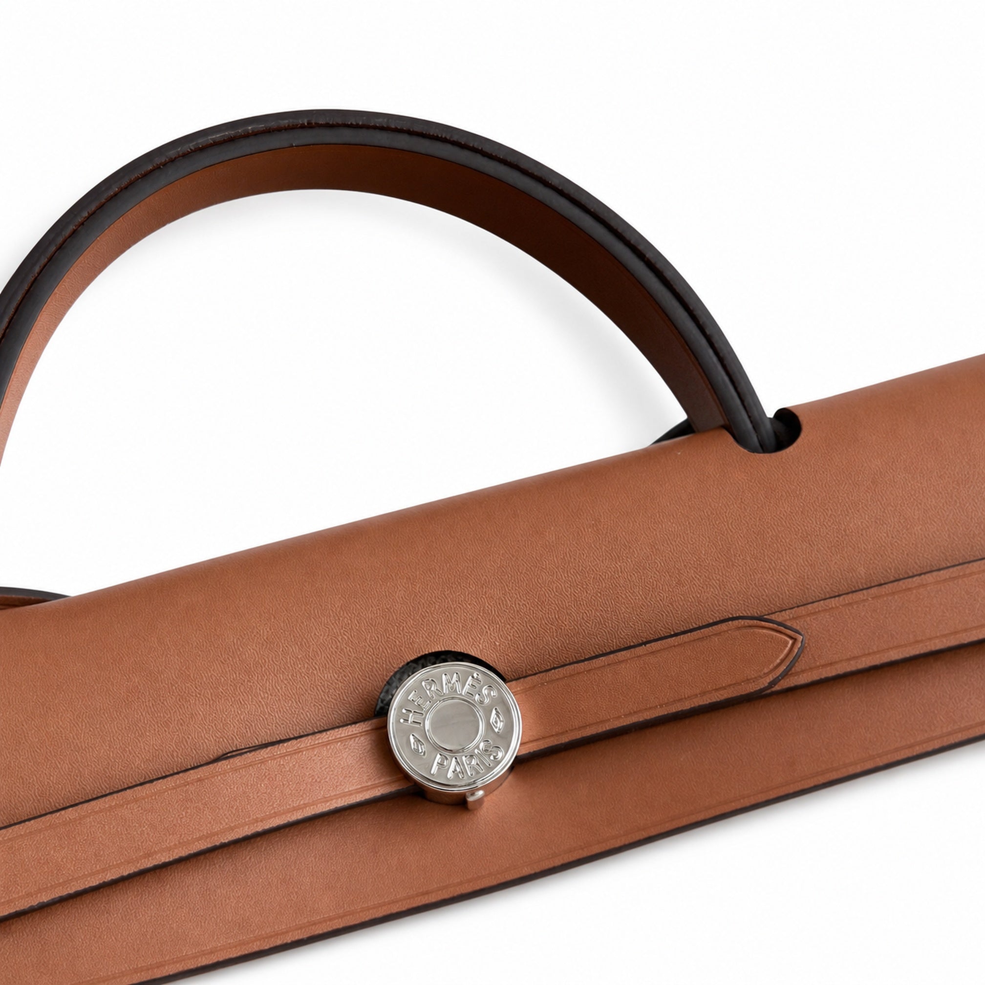 Hermès Herbag Zip 31 Ecru Toile Militaire & Gold Brown Box Calf Leather Palladium Hardware