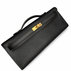 Hermès Kelly Cut Noir Epsom Gold Hardware