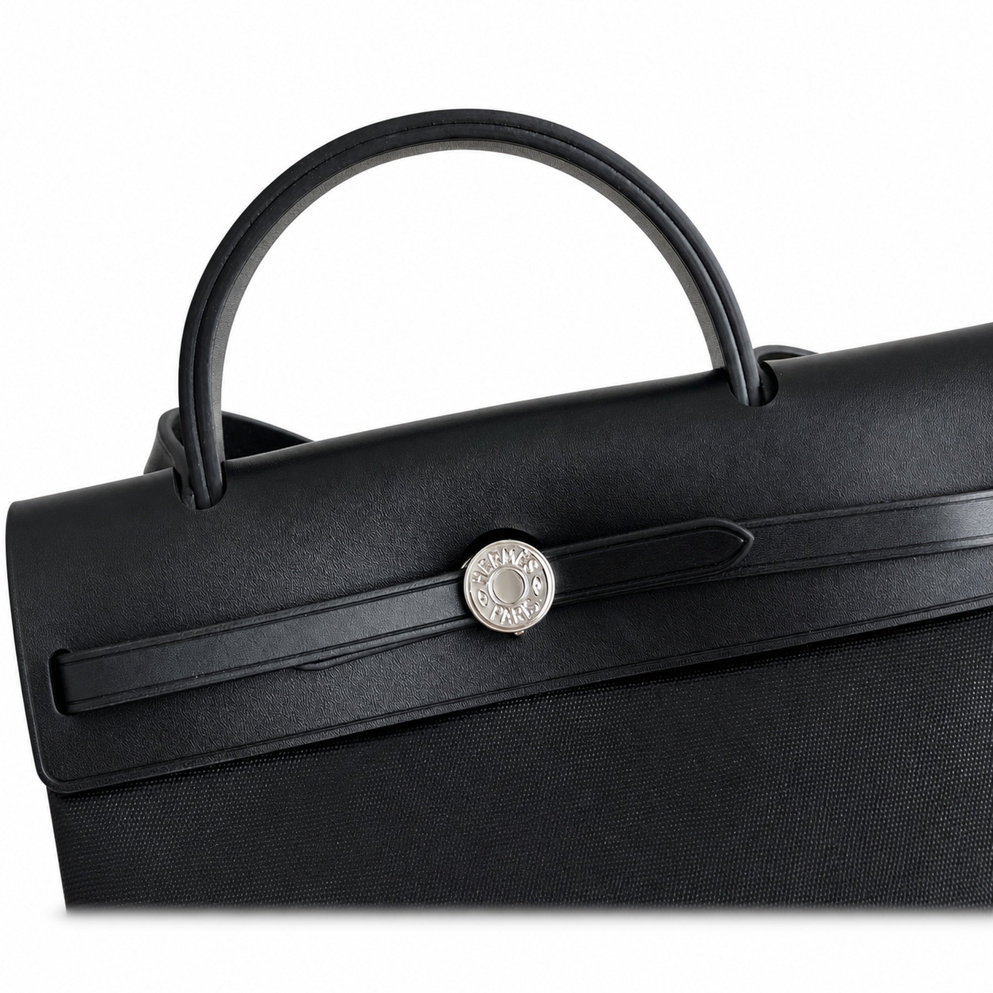 Hermès Herbag 31 All Black Calf Leather Palladium Hardware